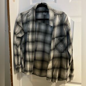 Light green and gray Plaid flannel Sml